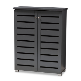Baxton Studio Adalwin Modern and Contemporary Dark Gray 2-Door Wooden Entryway Shoe Storage Cabinet