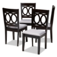 Baxton Studio Lenoir Modern and Contemporary Gray Fabric Upholstered Espresso Brown Finished Wood Dining Chair Set of 4