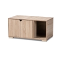 Baxton Studio Jasper Modern and Contemporary Oak Finished 2-Door Wood Cat Litter Box Cover House
