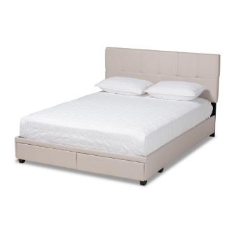 Baxton Studio Netti Beige Fabric Upholstered 2-Drawer King Size Platform Storage Bed