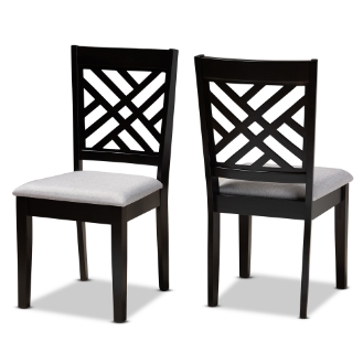 Baxton Studio Caron Modern and Contemporary Grey Fabric Upholstered Espresso Brown Finished Wood 2-Piece Dining Chair Set