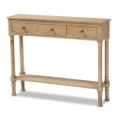 Baxton Studio Calvin Classic and Traditional French Farmhouse Oak Brown Finished Wood 3-Drawer Entryway Console Table