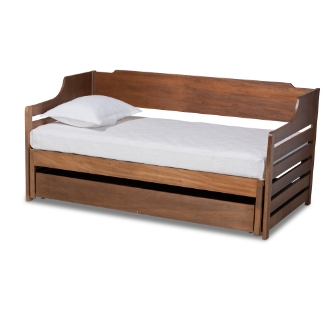 Baxton Studio Jameson Modern and Transitional Walnut Brown Finished Expandable Twin Size to King Size Daybed with Storage Drawer