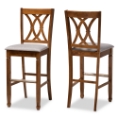Baxton Studio Calista Modern and Contemporary Grey Fabric Upholstered and Walnut Brown Finished Wood 2-Piece Bar Stool Set