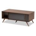 Baxton Studio Naoki Modern and Contemporary Two-Tone Grey and Walnut Finished Wood 1-Drawer Coffee Table