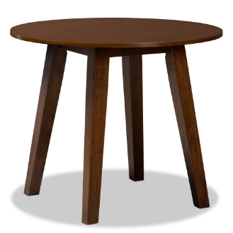 Baxton Studio Ela Modern and Contemporary Walnut Brown Finished 35-Inch-Wide Round Wood Dining Table