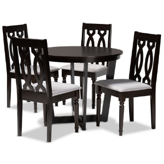 Baxton Studio Julie Modern and Contemporary Grey Fabric Upholstered and Dark Brown Finished Wood 5-Piece Dining Set