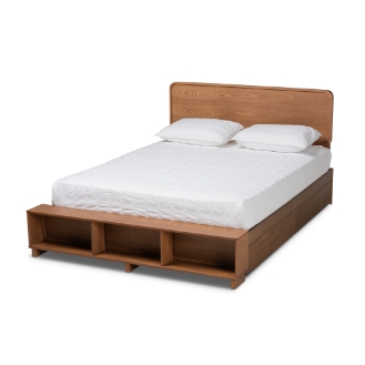 Baxton Studio Vita Modern Transitional Ash Walnut Brown Finished Wood 4-Drawer King Size Platform Storage Bed
