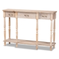 Baxton Studio Hallan Classic and Traditional French Provincial Rustic Whitewashed Oak Brown Finished Wood 3-Drawer Console Table