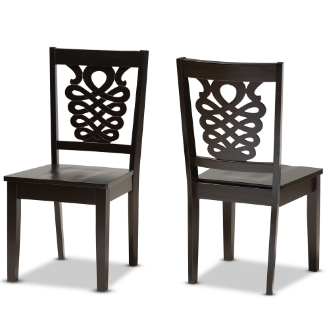 Baxton Studio Gervais Modern and Contemporary Transitional Dark Brown Finished Wood 2-Piece Dining Chair Set