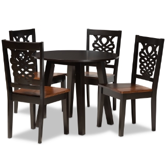 Baxton Studio Mina Modern and Contemporary Transitional Two-Tone Dark Brown and Walnut Brown Finished Wood 5-Piece Dining Set