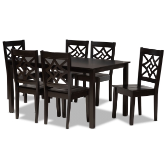 Baxton Studio Nicolette Modern and Contemporary Dark Brown Finished Wood 7-Piece Dining Set