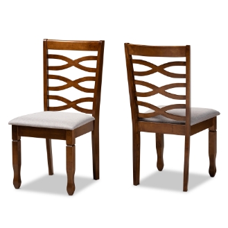 Baxton Studio Lanier Modern and Contemporary Grey Fabric Upholstered and Walnut Brown Finished Wood 2-Piece Dining Chair Set