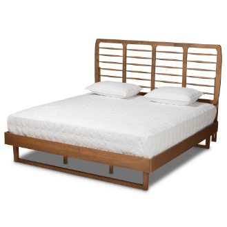 Baxton Studio Lucie Modern and Contemporary Walnut Brown Finished Wood King Size Platform Bed