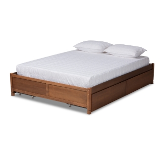 Baxton Studio Yara Modern and Contemporary Walnut Brown Finished Wood King Size 4-Drawer Platform Storage Bed Frame