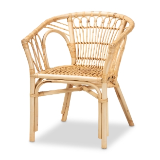 Baxton Studio Kaka Modern Bohemian Natural Brown Rattan Dining Chair