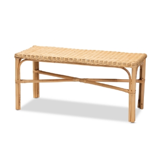 Baxton Studio Cacaban Modern Bohemian Natural Brown Rattan Accent Bench