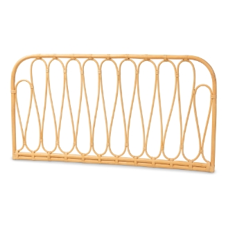 Baxton Studio Carrick Modern Bohemian Natural Brown Rattan Queen Size Wall-mount Headboard