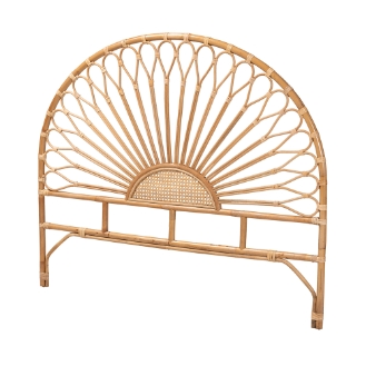 Baxton Studio Perenna Modern Bohemian Natural Rattan Queen Size Standalone Headboard
