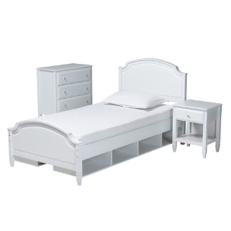 Baxton Studio Elise Classic and Transitional White Finished Wood Twin Size 3-Piece Bedroom Set