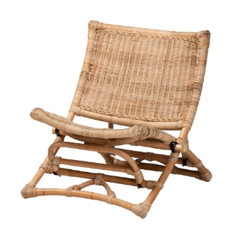 Baxton Studio Herrara Modern Bohemian Natural Brown Antique Rattan Foldable Lounge Chair