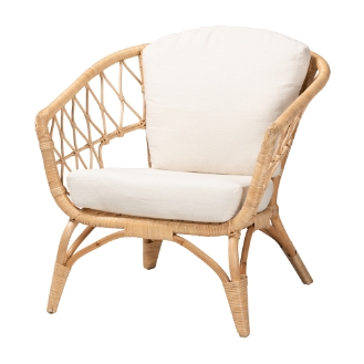 Baxton Studio Feya Modern Bohemian Natural Brown Antique Rattan Armchair