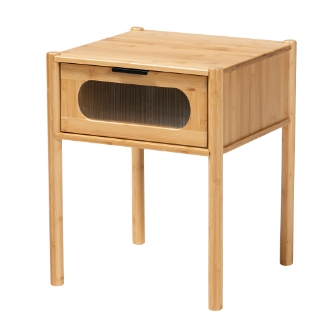 Baxton Studio Naresh Mid-Century Modern Transitional Natural Brown Bamboo Wood 1-Drawer End Table