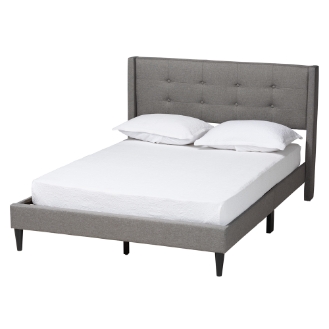 Baxton Studio Casol Mid-Century Modern Transitional Grey Fabric Upholstered Full Size Platform Bed