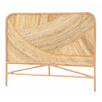 Baxton Studio Delphi Modern Bohemian Natural Brown Rattan Queen Size Standalone Headboard