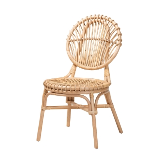 Baxton Studio Iris Modern Bohemian Natural Brown Rattan Dining Chair