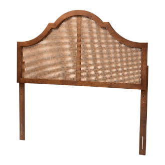 Baxton Studio Camila Classic and Traditional Ash Walnut Finished Wood Queen Size Headboard with Rattan