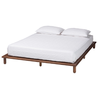 Baxton Studio Alivia Mid-Century Modern Walnut Brown Finished Wood King Size Bed Frame