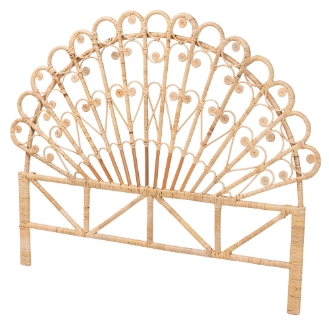 bali & pari Rasima Modern Bohemian Natural Brown Rattan Queen Size Standalone Headboard