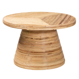 bali & pari Bella Modern Bohemian Natural Rattan and Mahogany Wood Coffee Table