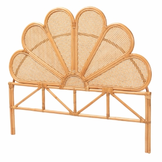 bali & pari Flower Modern Bohemian Honey Rattan King Size Standalone Headboard