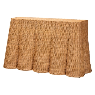 bali & pari Palm Bohemian Honey Scallop Rattan Console Table