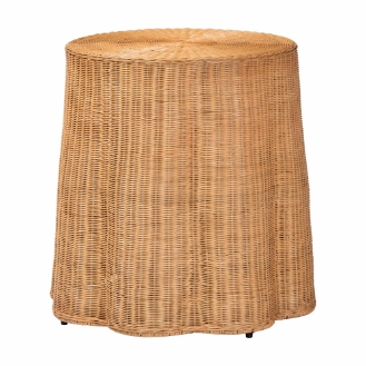 bali & pari Palm Bohemian Honey Scallop Rattan End Table