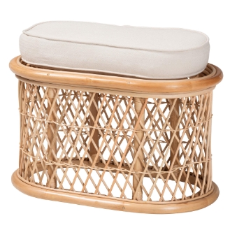 bali & pari Ladonna Bohemian Natural Rattan Ottoman Footstool