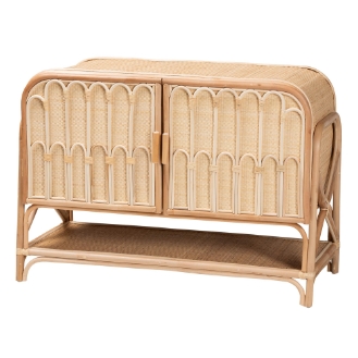 bali & pari Gitano Bohemian Natural Rattan 2-Door Storage Cabinet