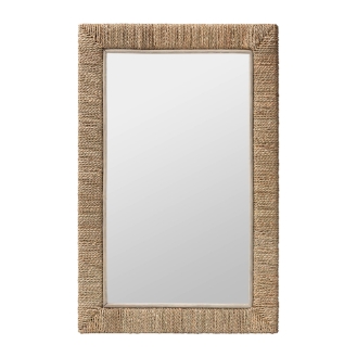bali & pari Geralyn Japandi Natural Seagrass Rectangular Wall Mirror