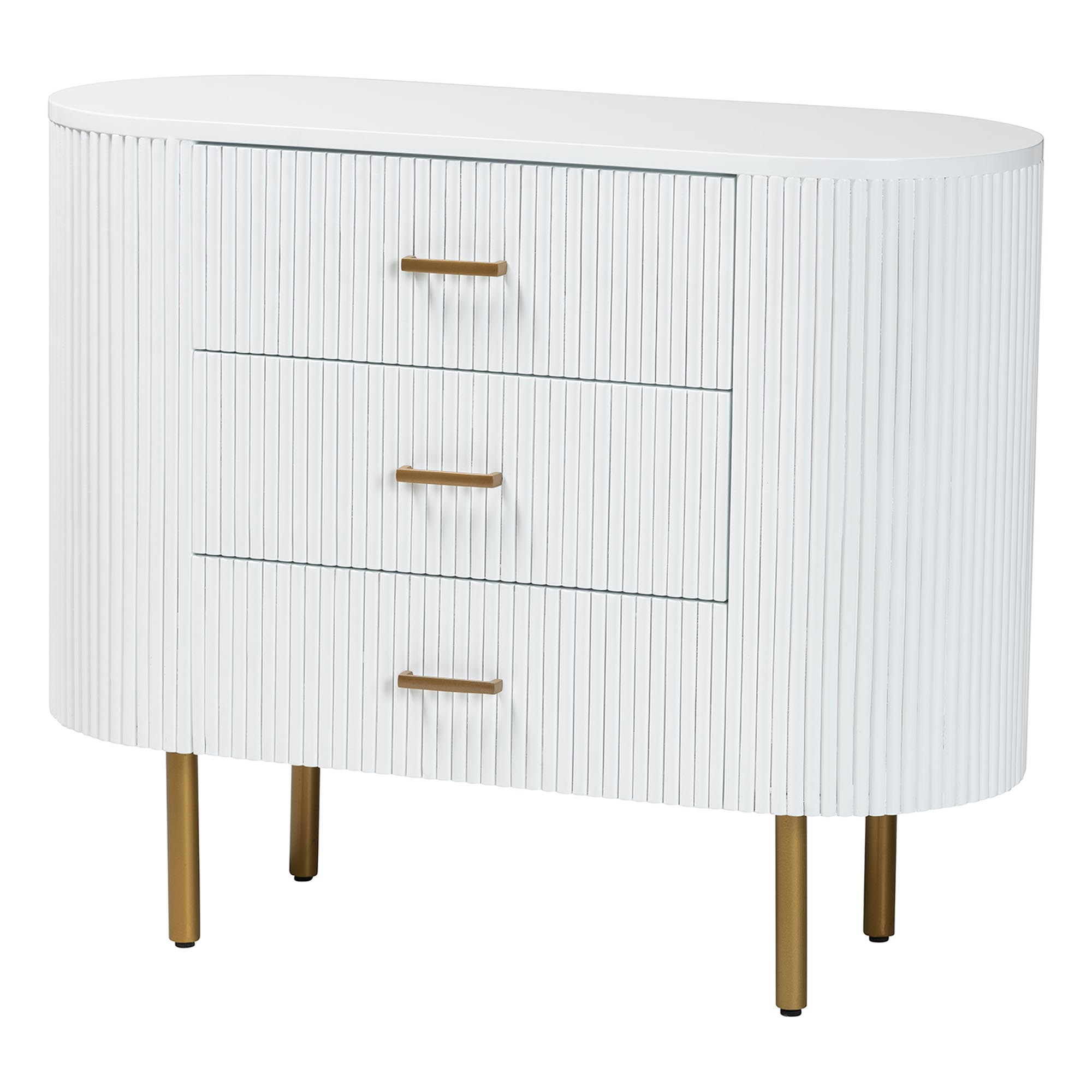 white and gold 3 drawer dresser Rattan, Wood & Metal 3-Drawer Dressers White (Set of 2)