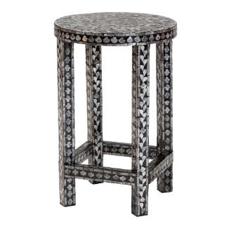 bali & pari Elara Coastal Black and White Mother of Pearl Capiz Shell End Table