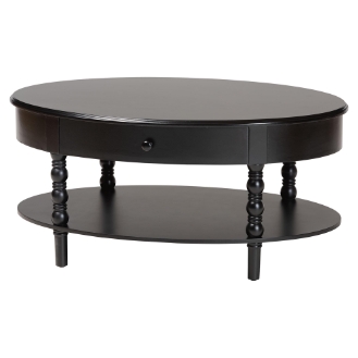 Baxton Studio Malinda Classic Black Wood 1-Drawer Coffee Table with Spindle Legs