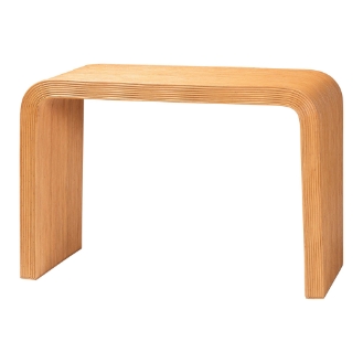 bali & pari Guevara Bohemian Light Honey Fluted Rattan Console Table