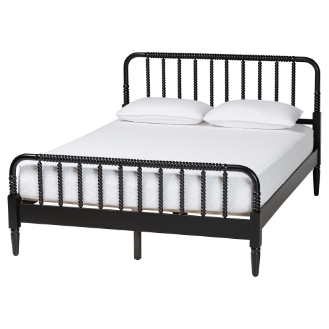 Baxton Studio Braith Farmhouse Black Spindle Wood Queen Size Platform Bed