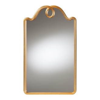Baxton Studio Eara Gold Wall Mirror with Decorative Top - Elegant Rectangular Accent Mirror for Entryway, Living Room, or Bedroom