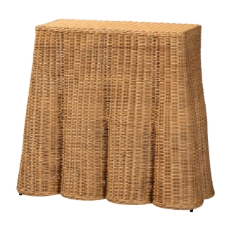 bali & pari Palm Scallop Natural Rattan Console Table - Handwoven Wicker Accent Table for Hallway or Entryway, Coastal & Boho D?cor, Rectangle 36"
