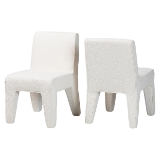 Baxton Studio Helios Boucle Dining Chair Set of 2 - Modern Armless Upholstered Accent Chair, Soft White, Minimalist Design