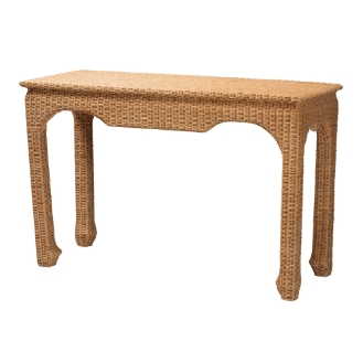 bali & pari Abena Handwoven Natural Rattan Console Table - Ming Style Wicker Accent Table or Sofa Table, Boho Coastal Style Furniture for Hallway, Living Room or Foyer