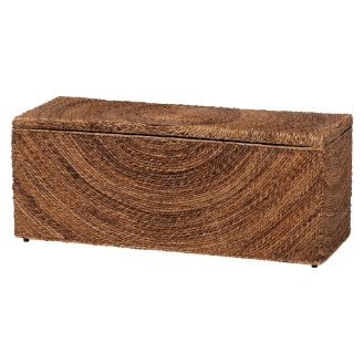 bali & pari Verino Handwoven Seagrass Storage Bench with Removable Lid - Rustic Wicker Trunk Chest for Entryway, Living Room, or Bedroom Organization
